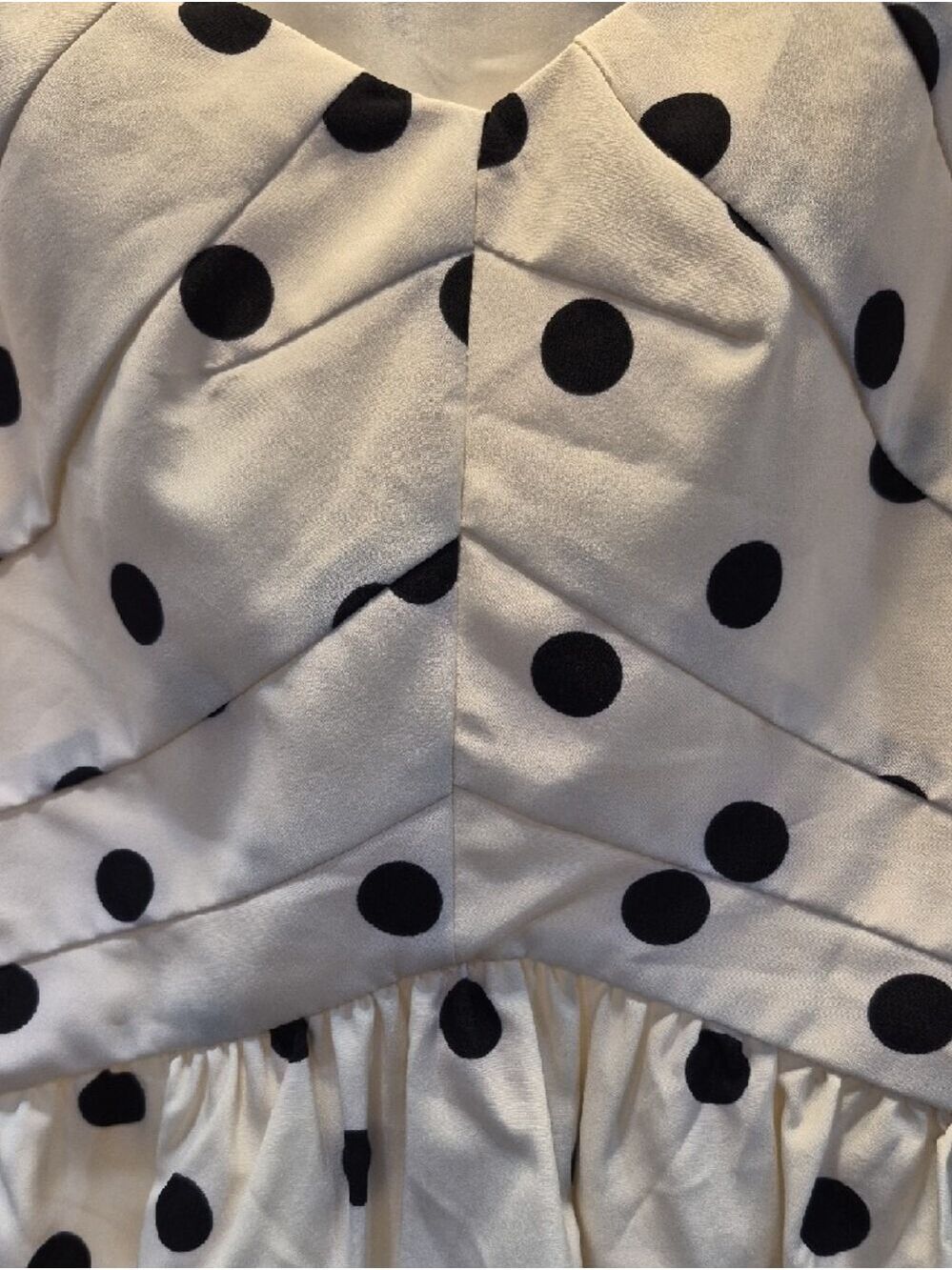 Ricki's Cream and Black Polka Dot Spaghetti Peplum Top - Picture 3 of 13